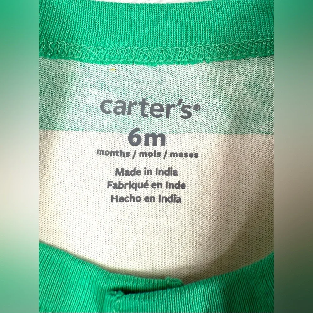 NWT CARTER’S Baby Dinosaur Stripe Romper‎ 6M Green Cute Playful Everyday NEW